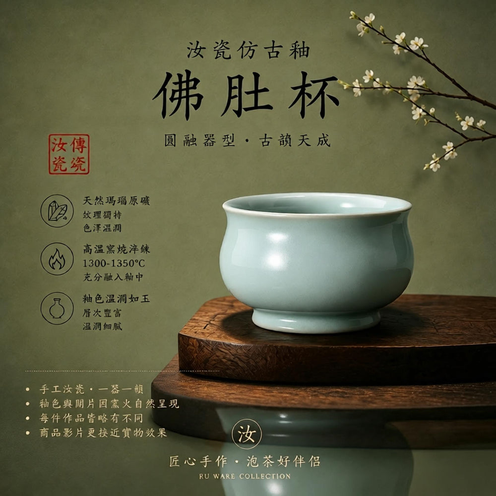 佛肚杯｜仿古釉・瑪瑙入釉・自然開片・手工主人杯・品茗杯・茶杯・汝窯
