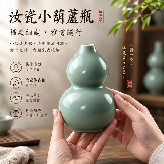 小葫蘆（福祿）花瓶｜仿古釉・宋式美學・花瓶・擺件・汝窯
