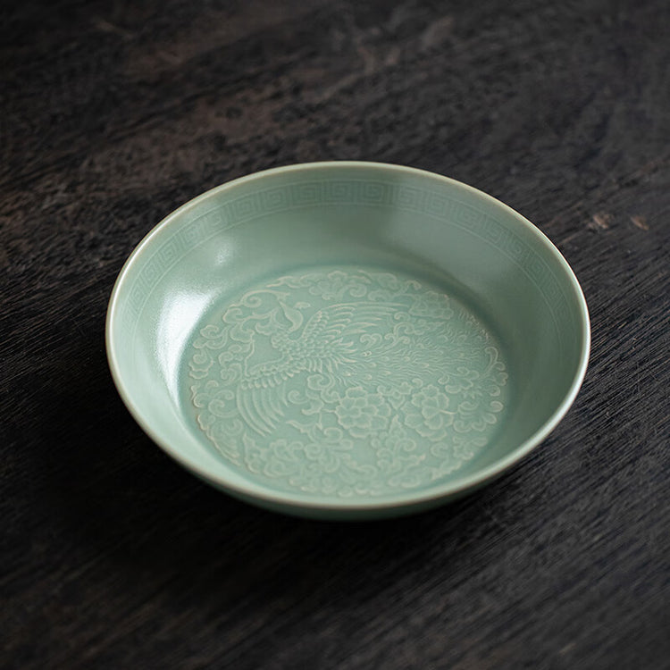 鳳紋皿 果物皿 豆青釉