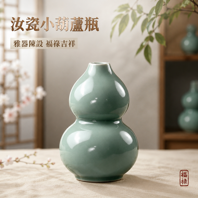 小葫蘆（福祿）花瓶｜仿古釉・宋式美學・花瓶・擺件・汝窯