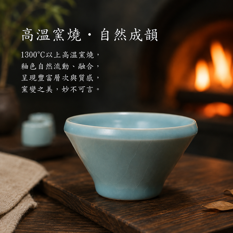 折肩盞杯｜仿古釉・自然開片・瑪瑙入釉・手工主人杯・汝窯