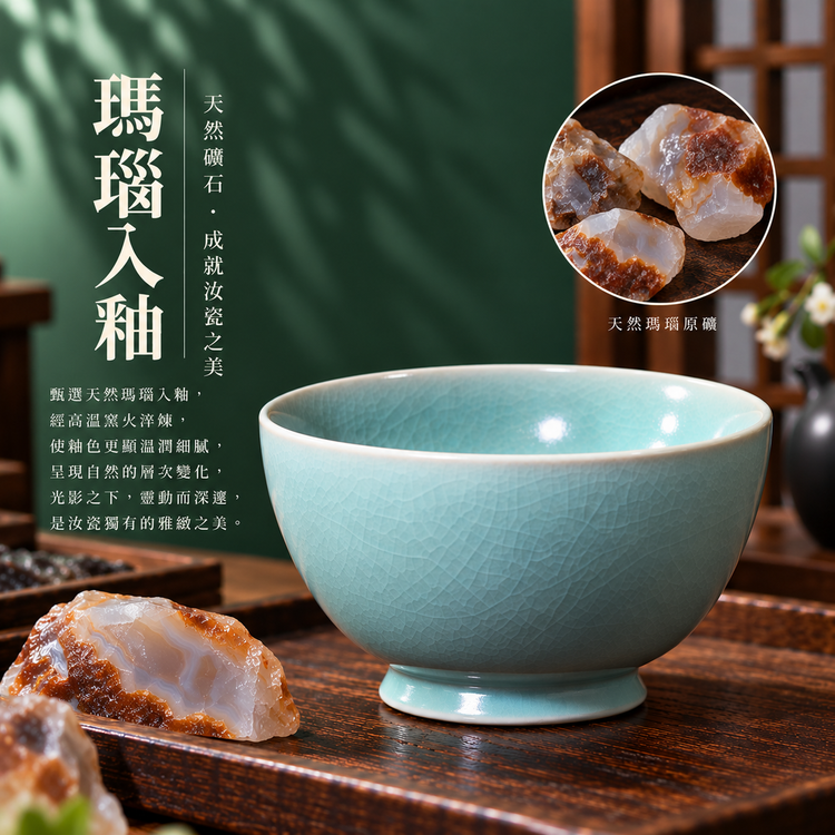 羅漢碗｜仿古釉・自然開片・溫潤如玉・手工茶碗・汝窯