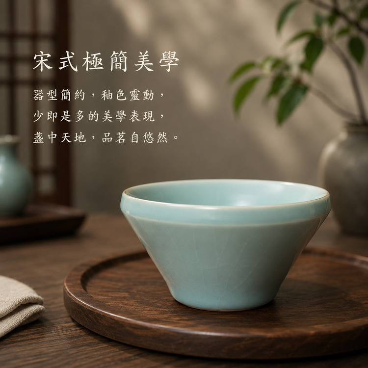 折肩盞杯｜仿古釉・自然開片・瑪瑙入釉・手工主人杯・汝窯