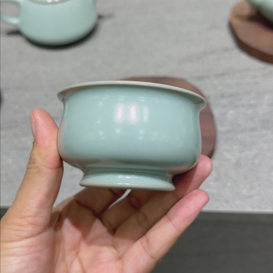 佛肚杯｜仿古釉・瑪瑙入釉・自然開片・支釘燒・手工主人杯・品茗杯・茶杯・汝窯