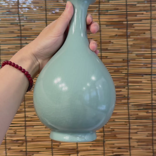 玉壺春瓶｜傳世作品・自然開片・瑪瑙入釉・手工雅器・宋代經典・花瓶・汝窯